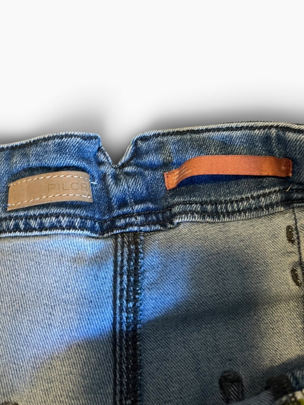 Pilcro Wide-Leg Patch Pocket Jeans in Blue - Picture 3 of 10